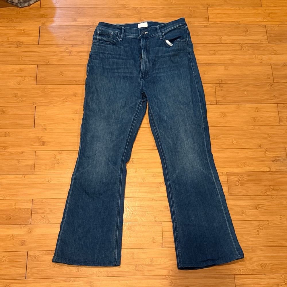 Mother The Mellow Drama Dark Blue Flare Jeans - Stretch Wide Leg